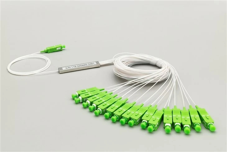 1x16 SC APC Plc Fiber Splitter, Stålrør, Bare Fiber 250µm, Singlemode
